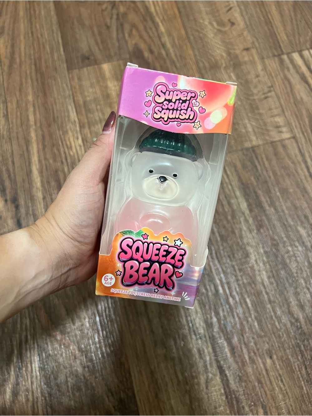 🧸 Squeeze Bear Squishy – Pink Fruit Filling